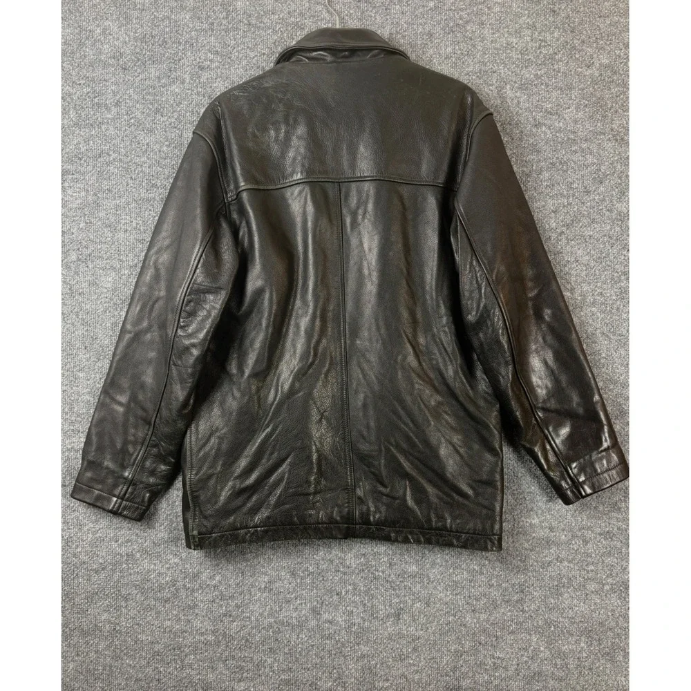J Crew Leather Jacket Mens‎ Size S Black Zip Front Quilted Lined Collared